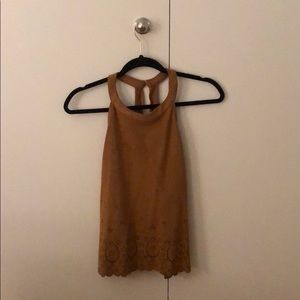 Zara- Dark camel suede top